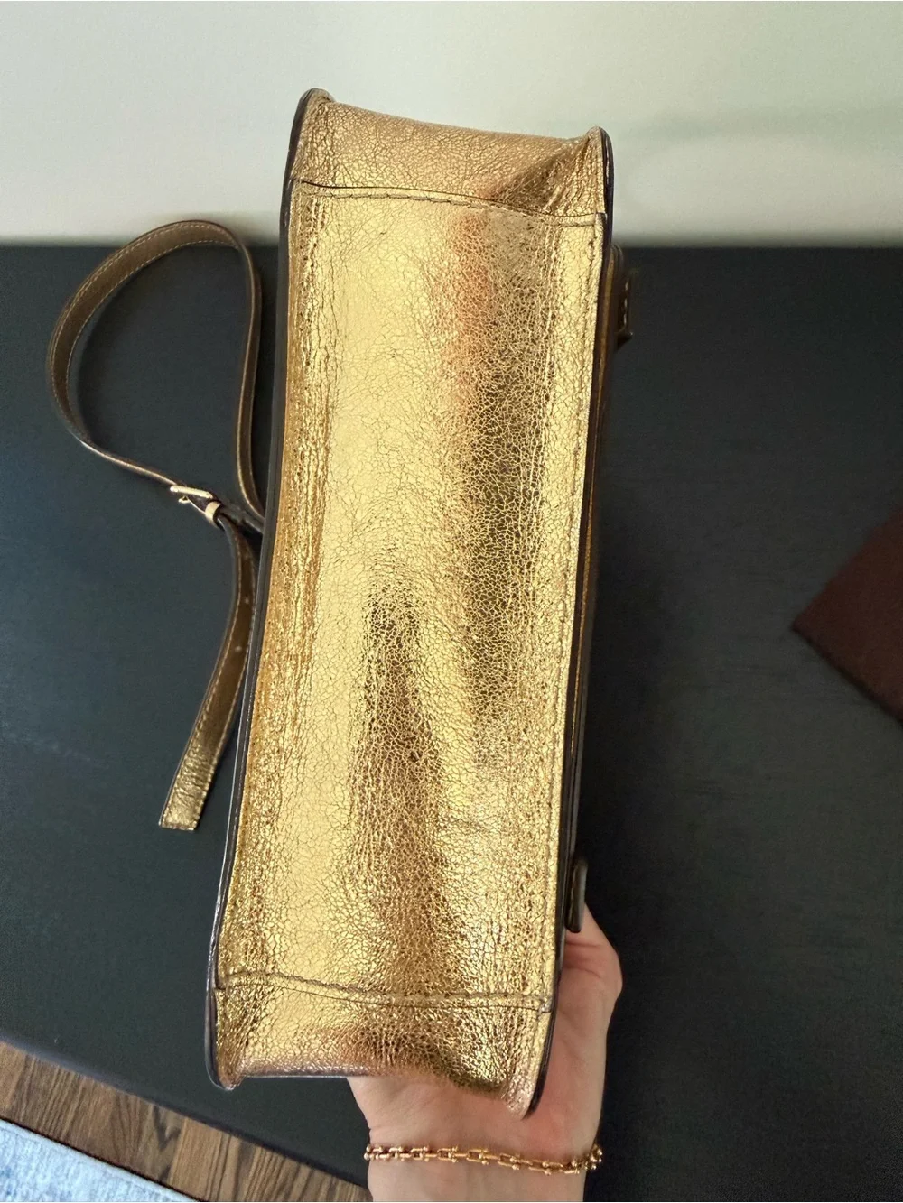 Kate Spade Metallic Flicker Scout Gold Messenger Crossbody Bag